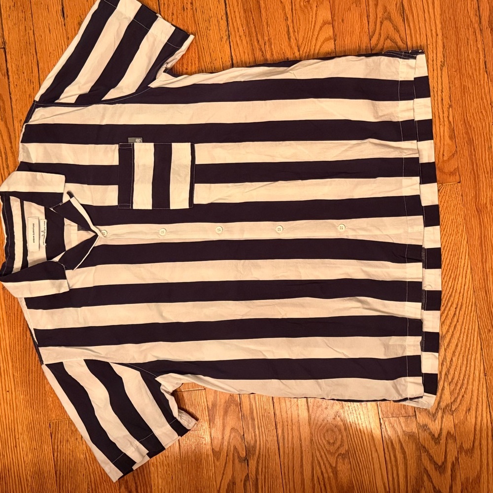 Striped Central Urban Outfitters Striped Short Sleeve Button Shirt